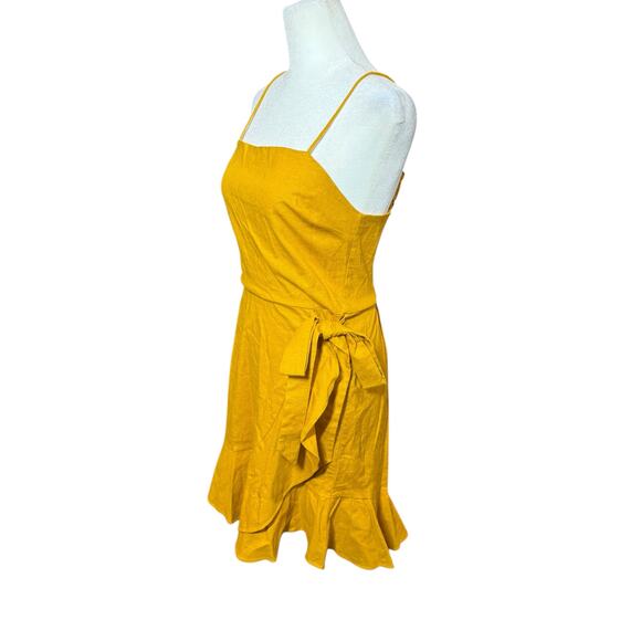 Express Dress Womens Small Yellow Mini Strappy Linen Feminine Boho Flapper Beach - Picture 5 of 12